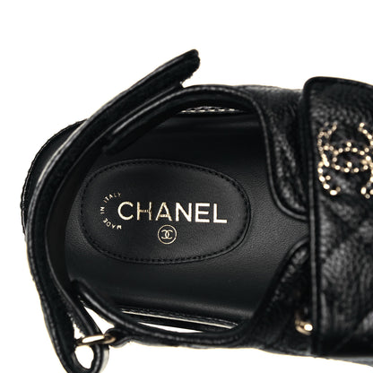 Chanel Grained Calfskin Velcro Dad Sandals 37 Black 7 of 9