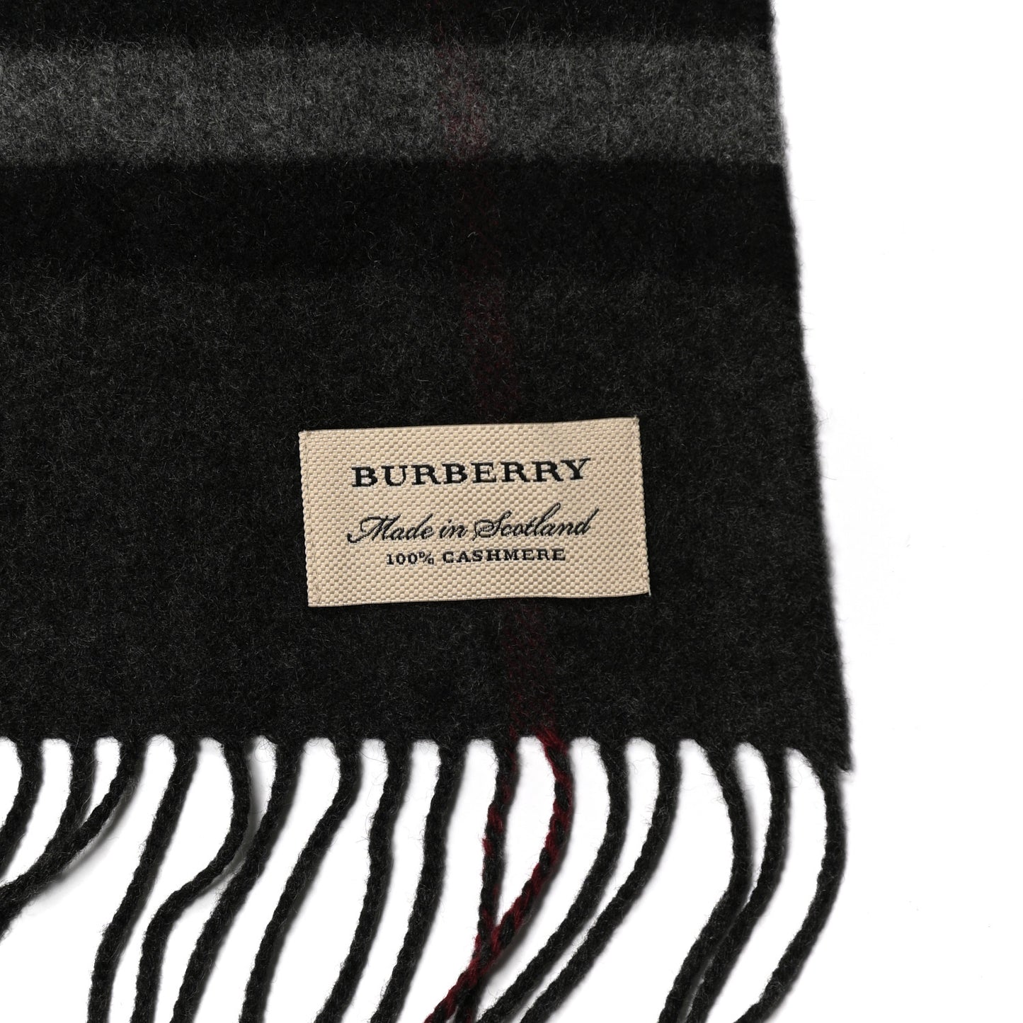 Cashmere Giant Check Fringe Scarf Grey
