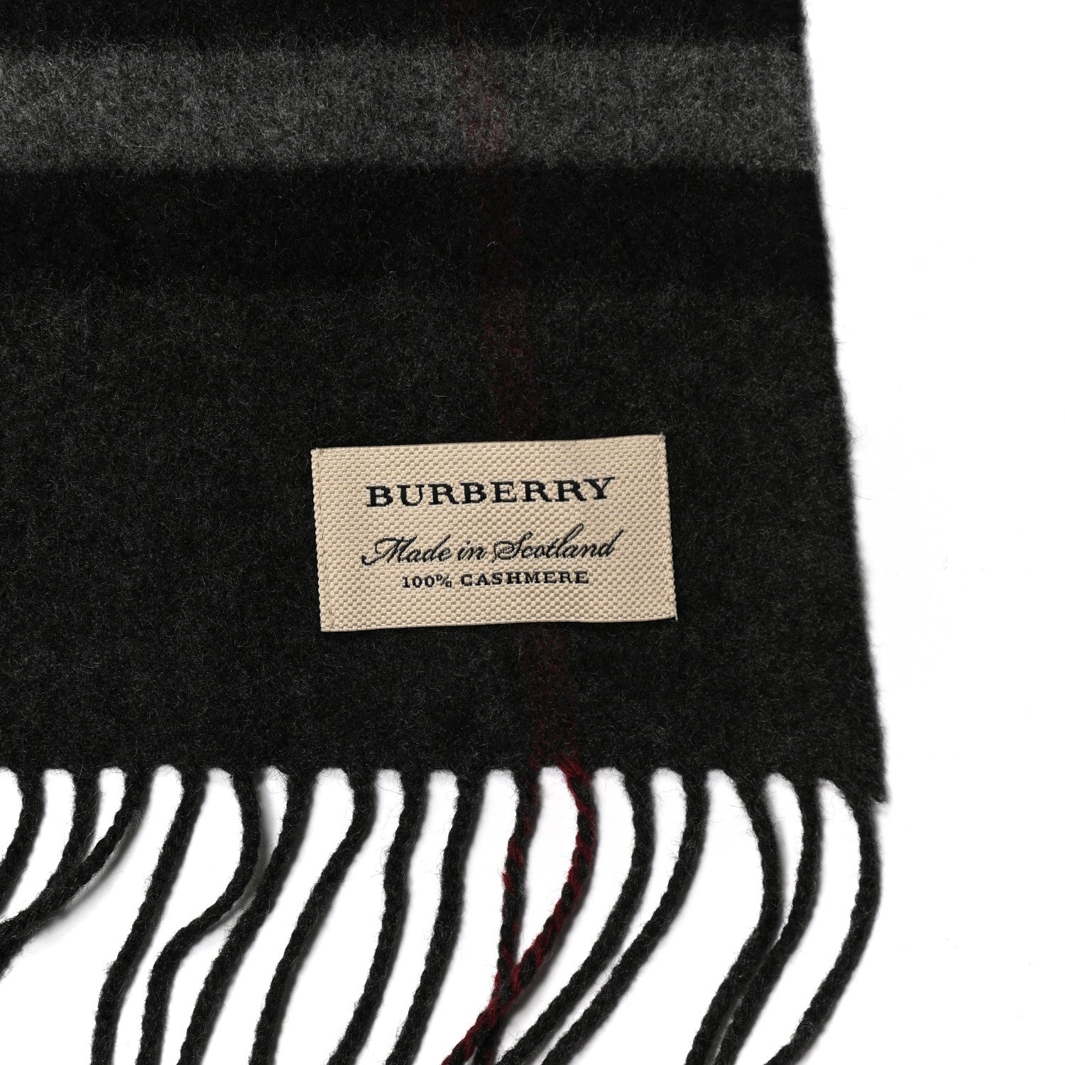 Burberry Cashmere Giant Check Fringe Scarf Grey 3 of 3