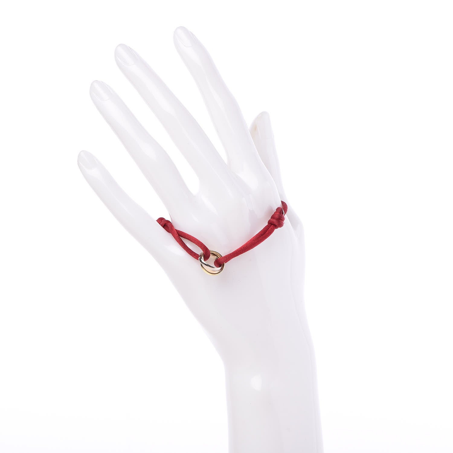 Cartier 18K Pink Yellow White Gold Trinity Cord Bracelet Red 2 of 8