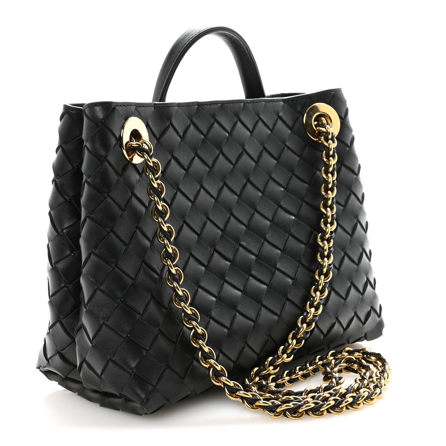 Nappa Intrecciato Small Andiamo With Chain Shoulder Bag Black