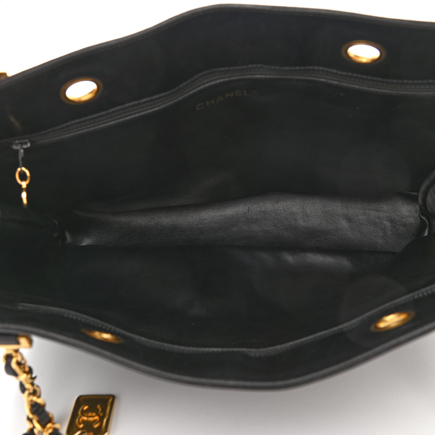 Chanel Lambskin Stitched Shopper Tote Black 6 of 10