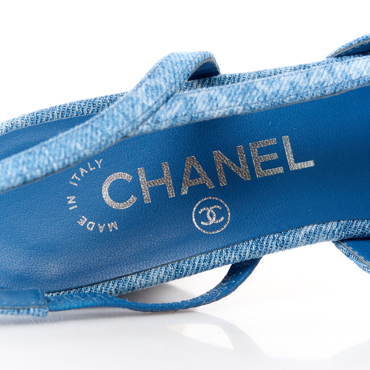 Chanel Denim Cap Toe Denim Slingback Pumps 37 Blue 7 of 8