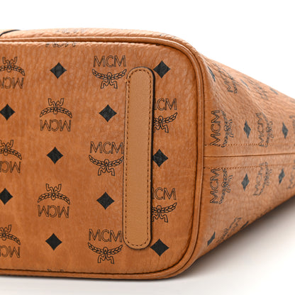 MCM Visetos Medium Liz Reversible Shopper Tote Cognac 14 of 17