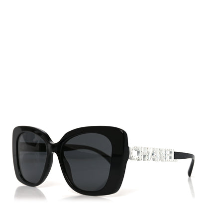 Chanel Acetate Strass Square Sunglasses 5422-B Black White 1 of 7