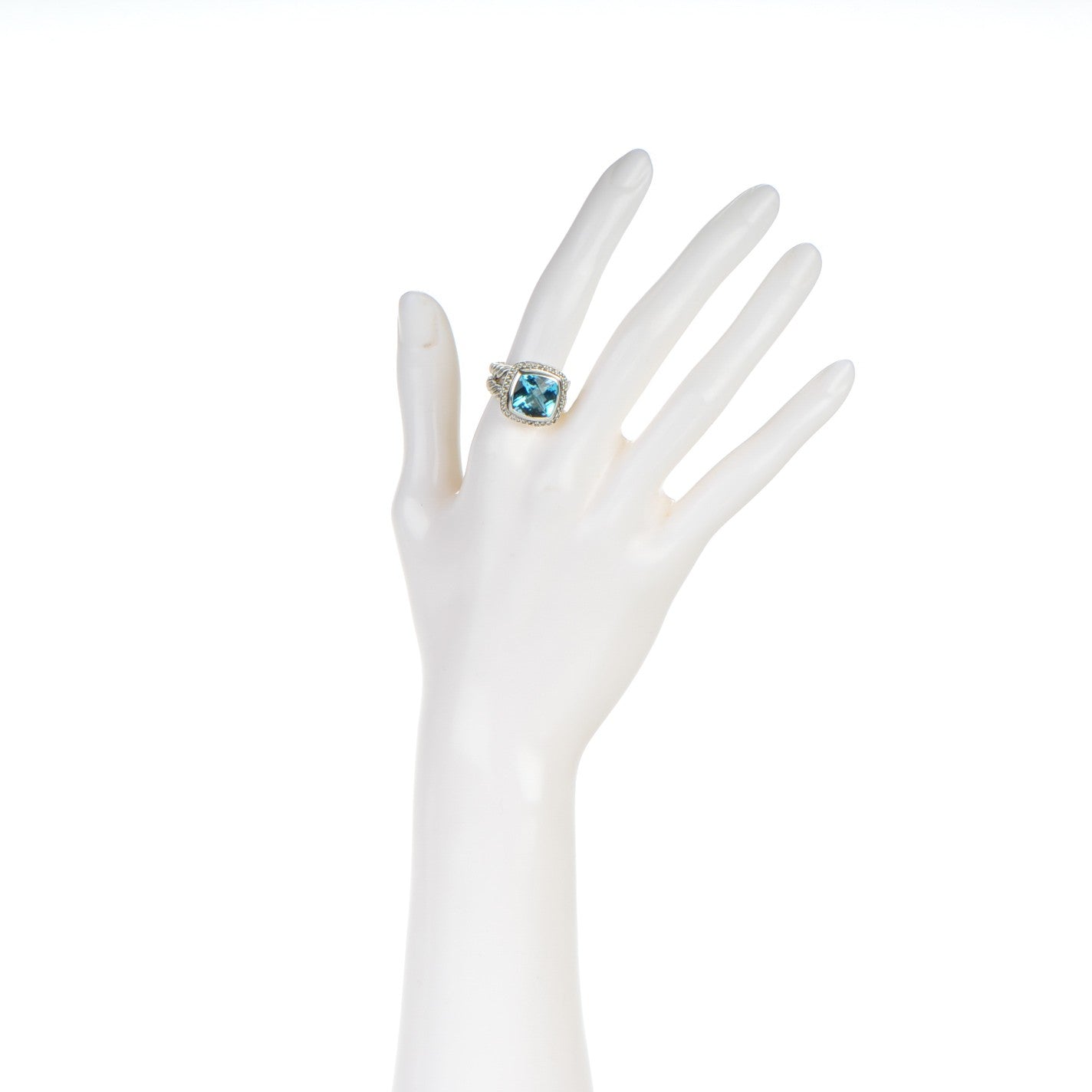Sterling Silver Diamond Blue Topaz 11mm Albion Ring 54 7