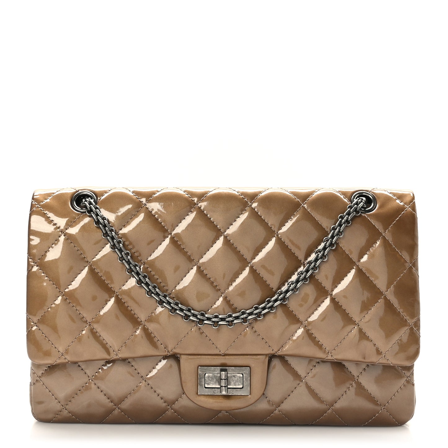 Patent Quilted 2.55 Reissue 227 Flap Taupe