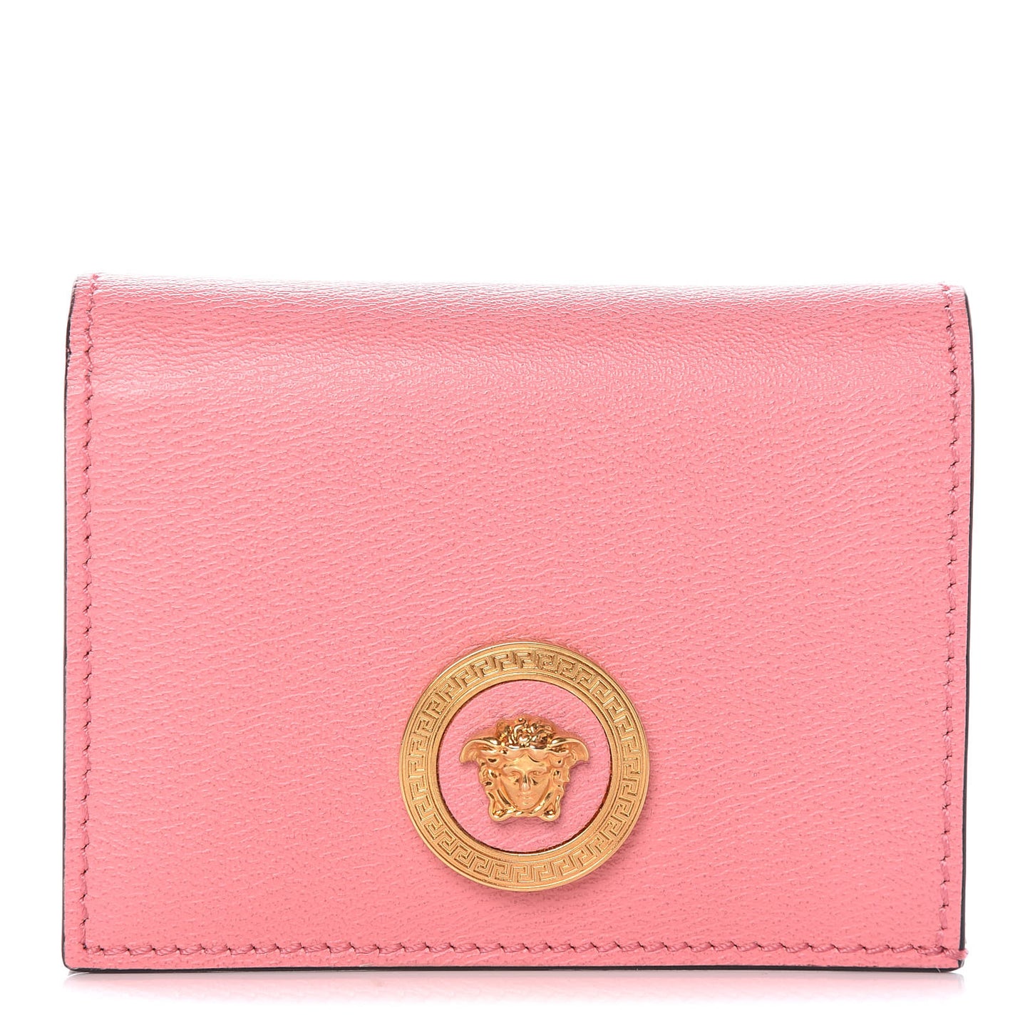 Calfskin Large Medusa Flap Over Wallet Pink Blue