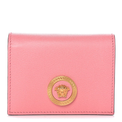 Versace Calfskin Large Medusa Flap Over Wallet Pink Blue 1 of 9