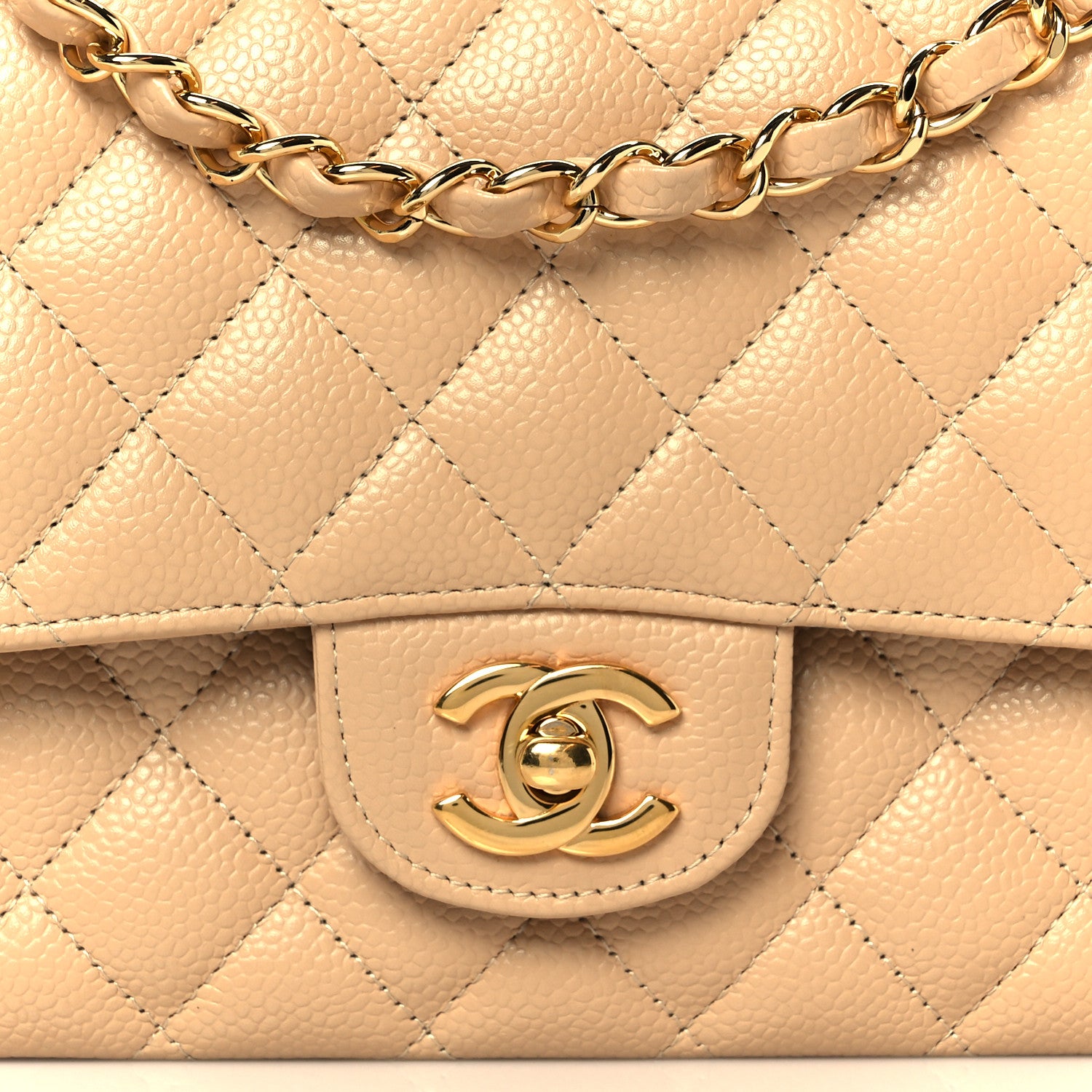 Chanel Caviar Quilted Medium Double Flap Beige Clair 9 of 12