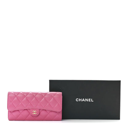 Chanel Caviar Quilted Large Gusset Flap Wallet Pink 13 of 13