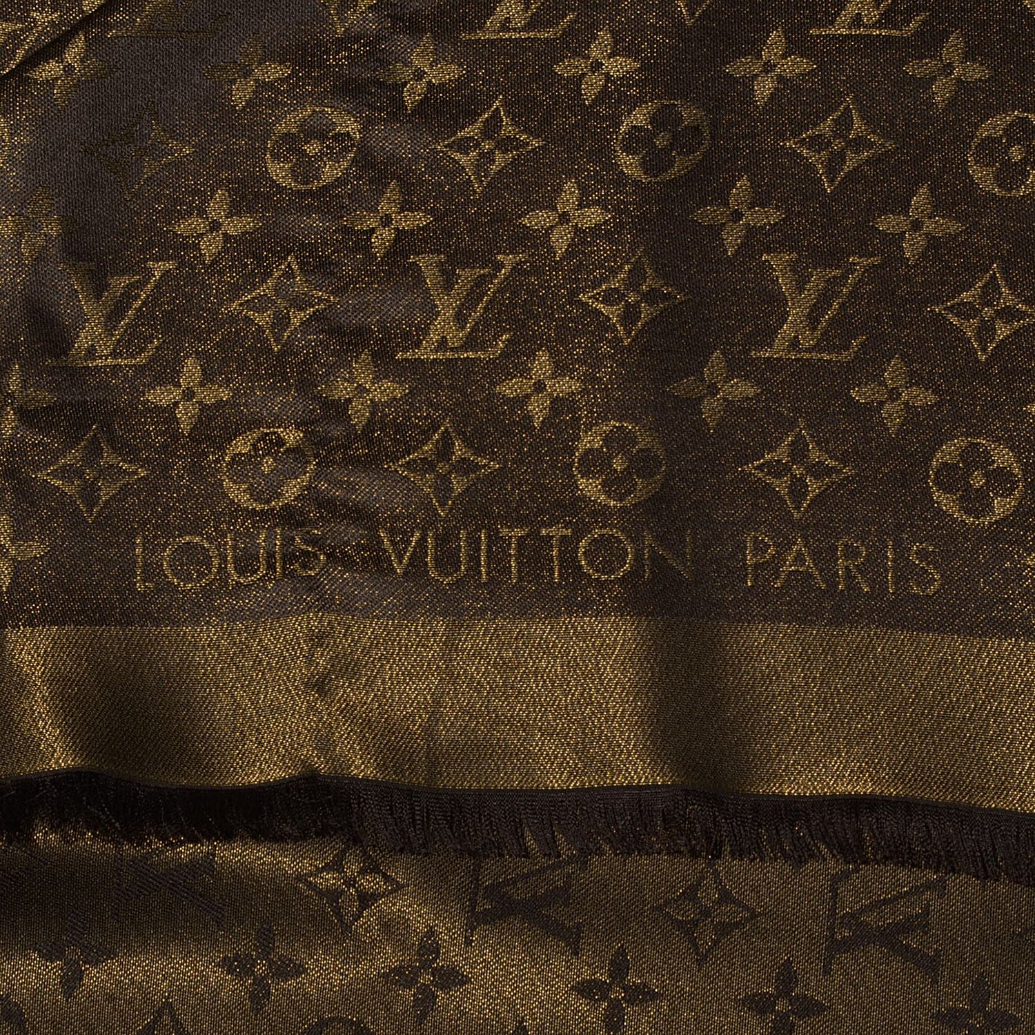 Louis Vuitton Silk Lurex Wool Monogram Shine Shawl Brown 4 of 5