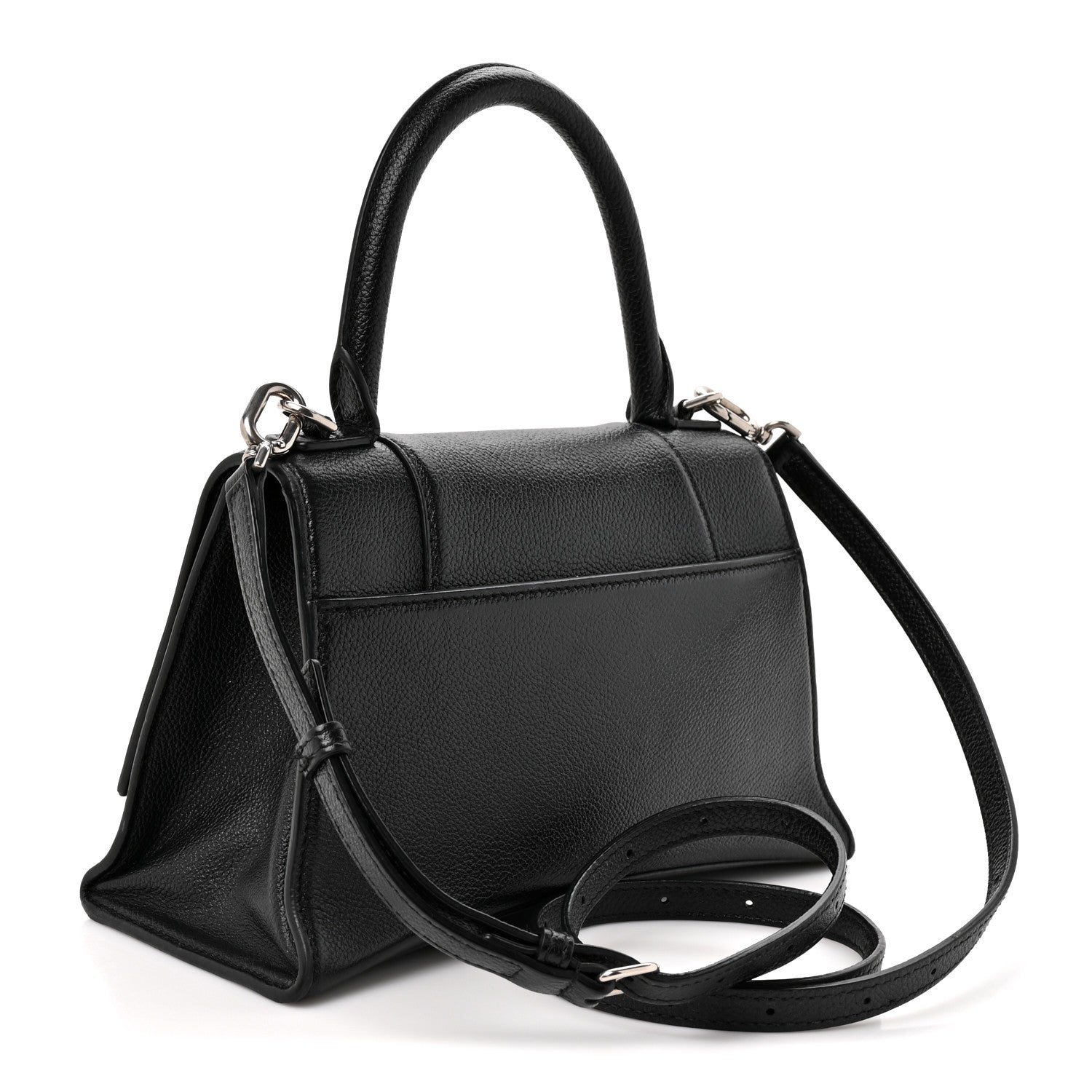 Balenciaga Grained Calfskin Small Hourglass Top Handle Bag Black 3 of 14