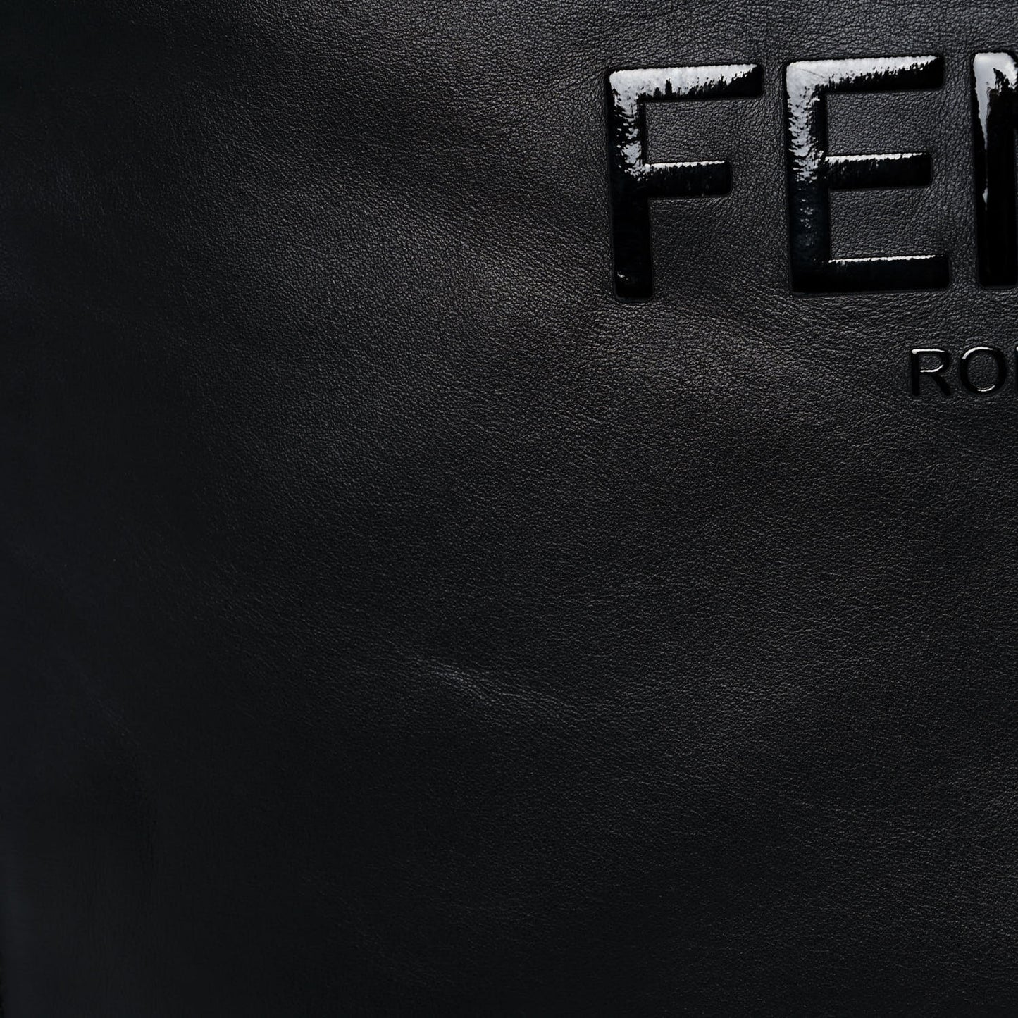 Vitello Grace Light Logo Fendi Pack Flat Shopping Tote Black