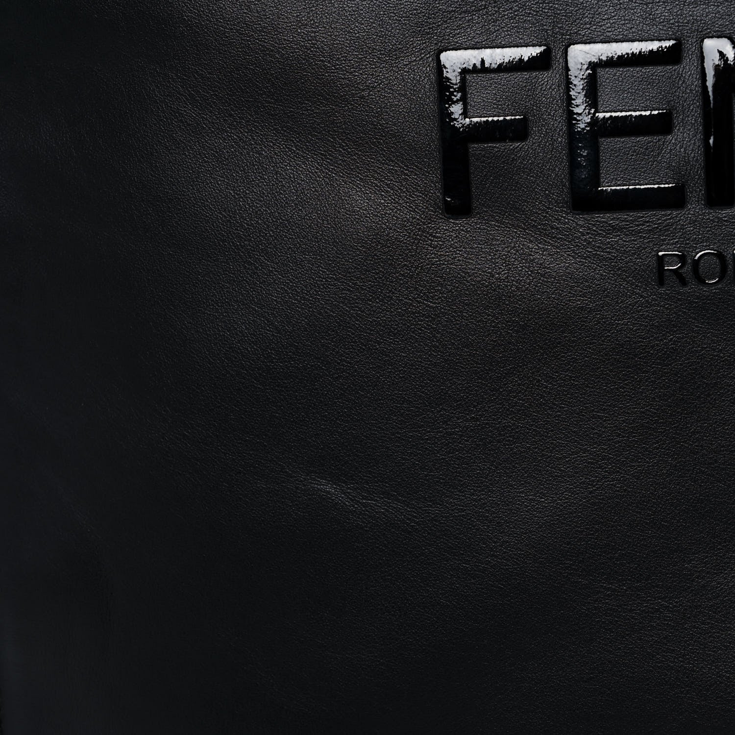 Fendi Vitello Grace Light Logo Fendi Pack Flat Shopping Tote Black 11 of 11
