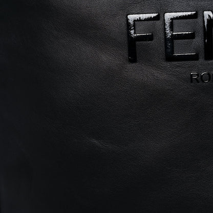 Fendi Vitello Grace Light Logo Fendi Pack Flat Shopping Tote Black 11 of 11