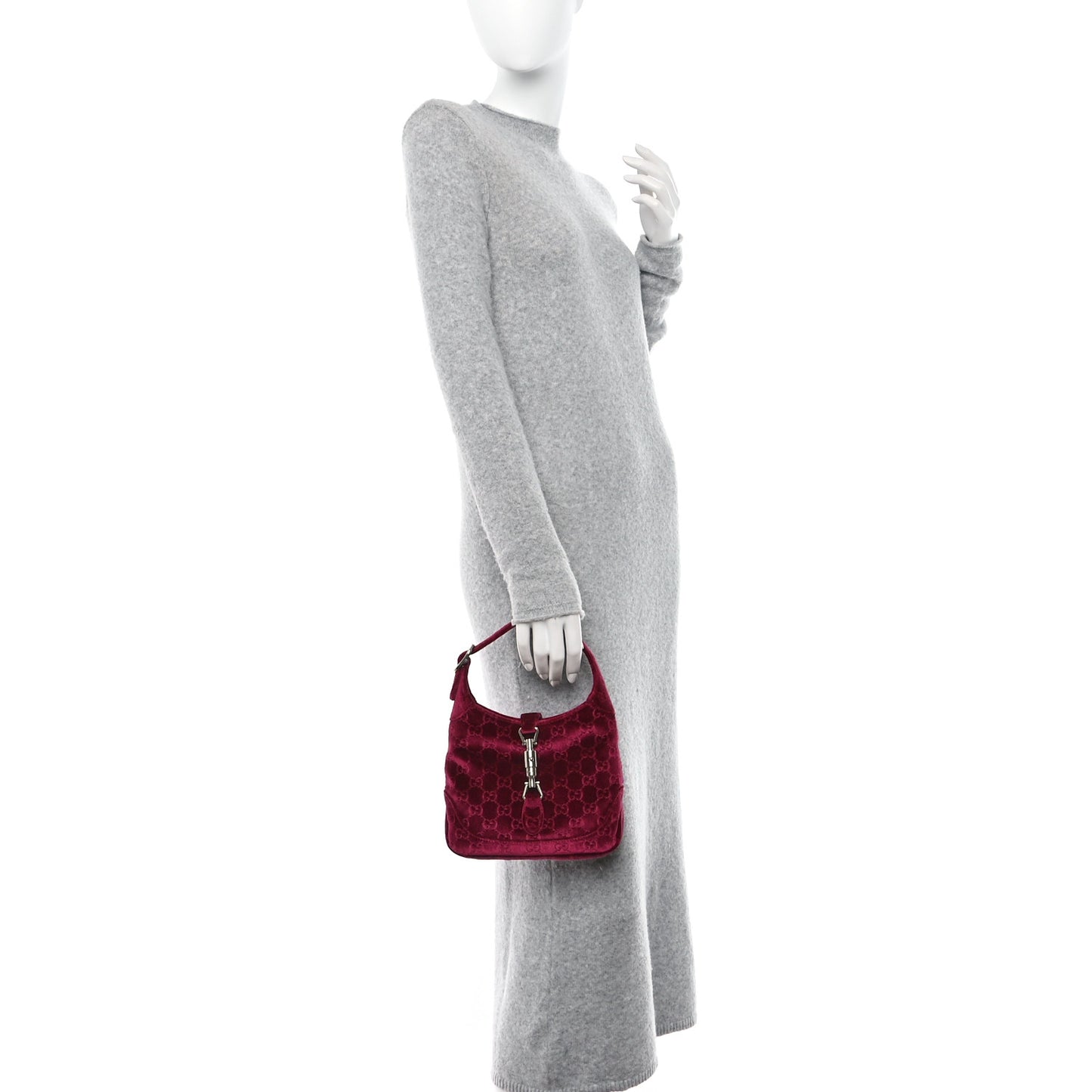 New Velvet Ashmir GG Monogram Small Jackie 1961 Hobo Red