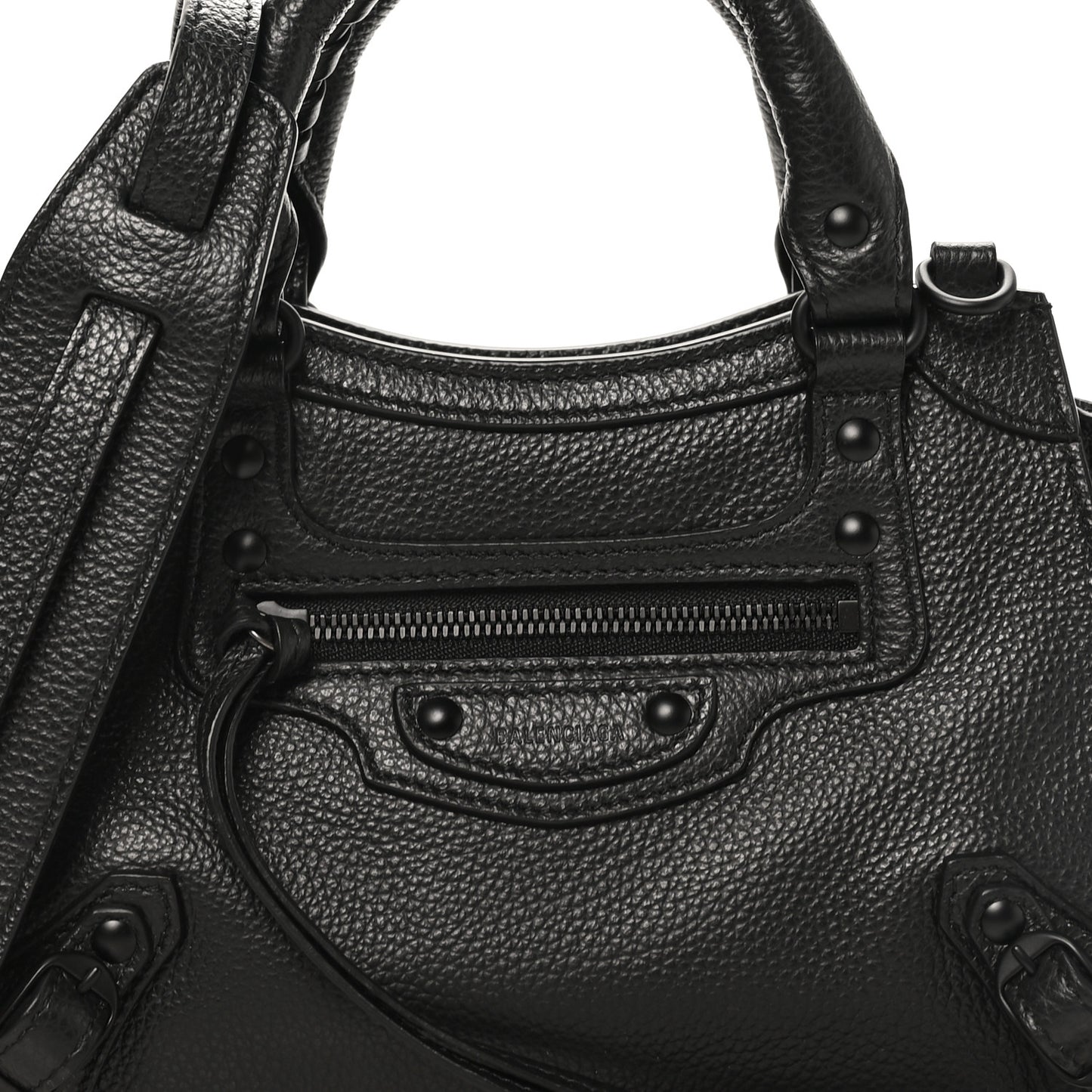 Grained Calfskin Neo Classic Black Hardware Nano City Crossbody Black