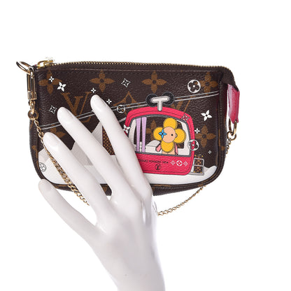 Louis Vuitton Monogram 2019 Christmas Animation Mini Courchevel Pochette Accessories Fuchsia 2 of 8