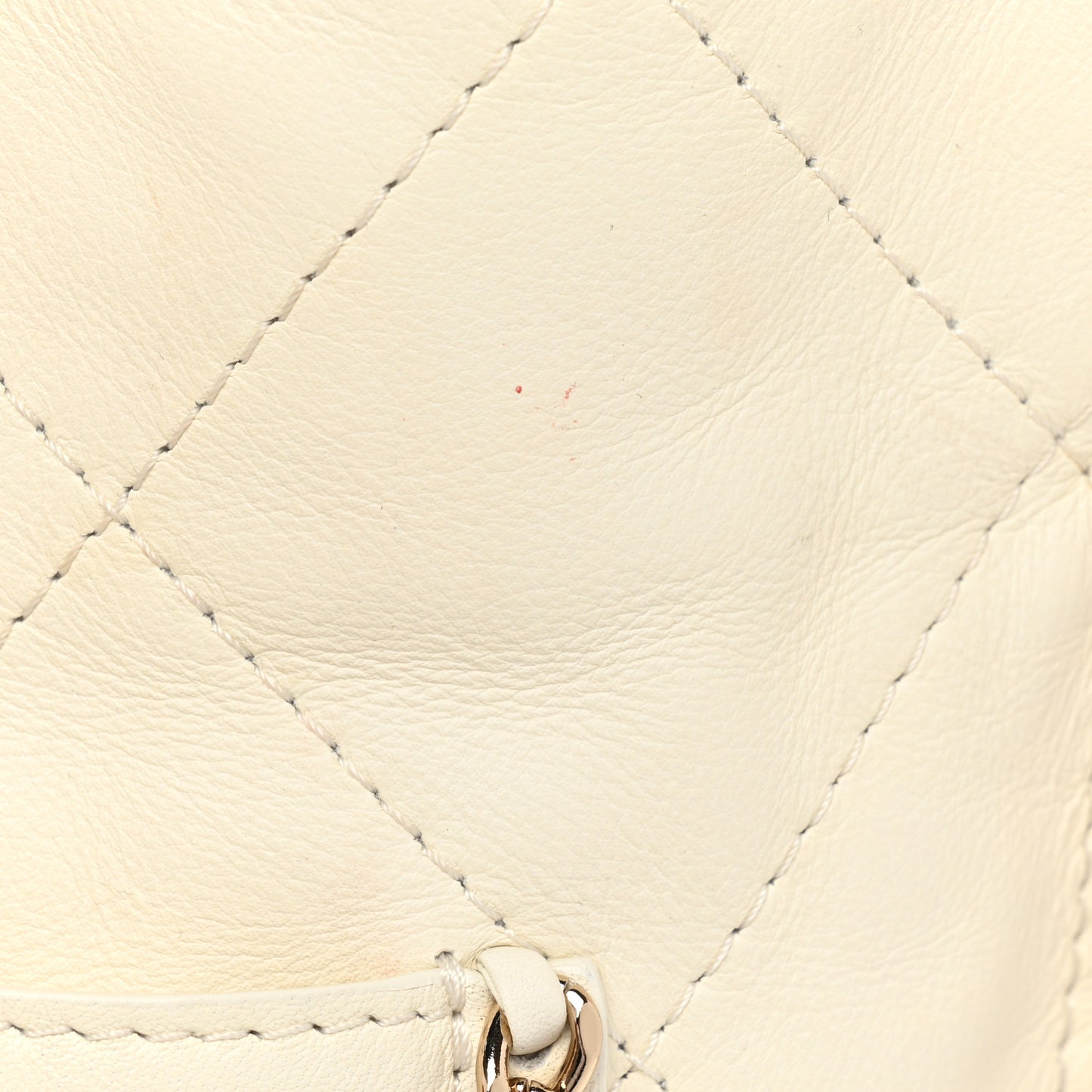 Calfskin Quilted Small Chain Flat Tote White