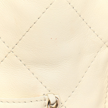 Chanel Calfskin Quilted Small Chain Flat Tote White 13 of 14