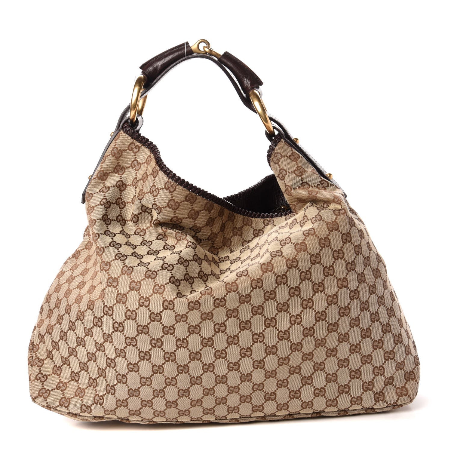 Gucci Monogram Large Horsebit Chain Hobo Dark Brown 1 of 8
