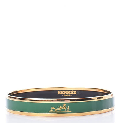 Hermes Enamel Narrow Caleche Bracelet 62 Vert Sapin 1 of 6