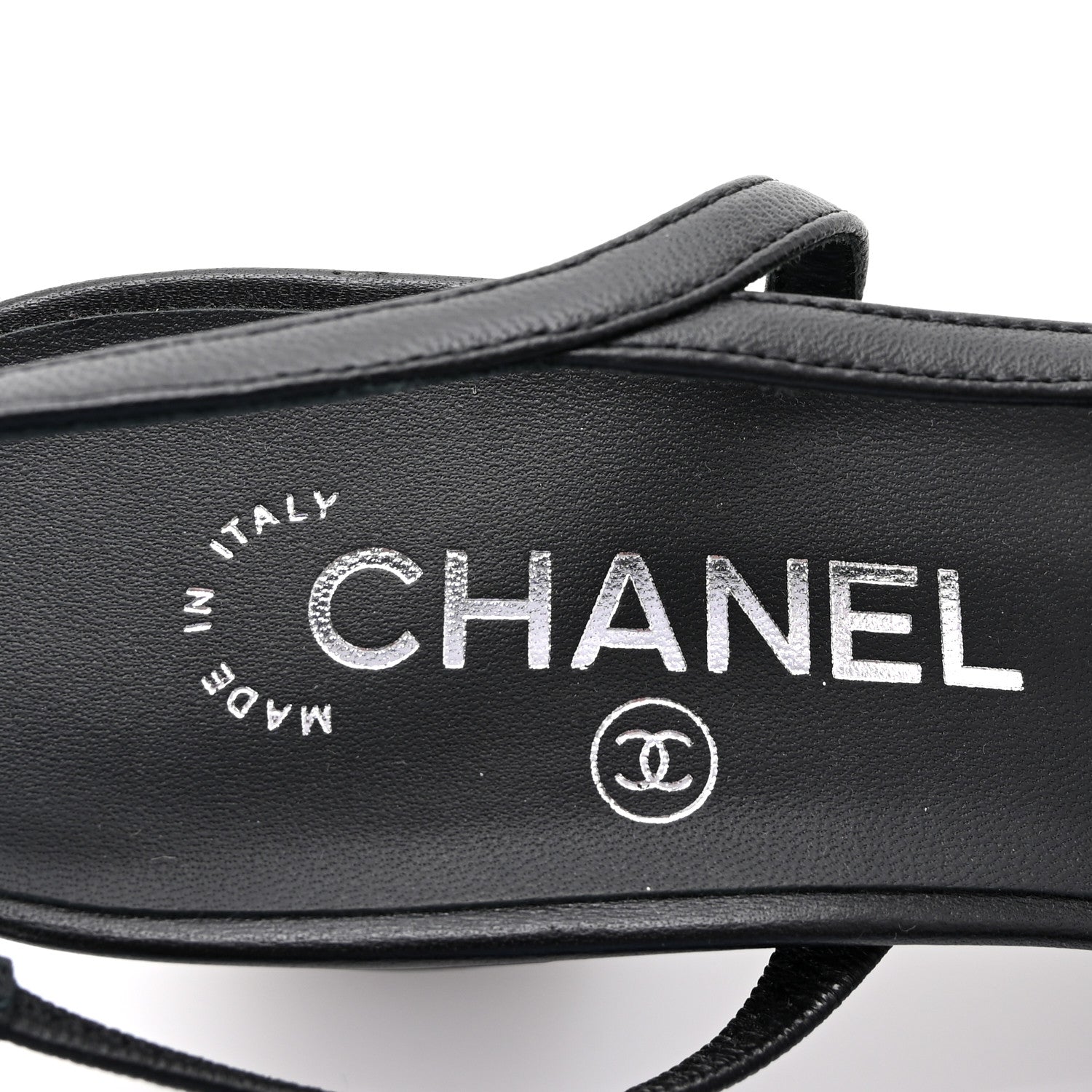 Chanel Lambskin Cap Toe CC Slingback Sandals 39.5 Black Grey 8 of 9