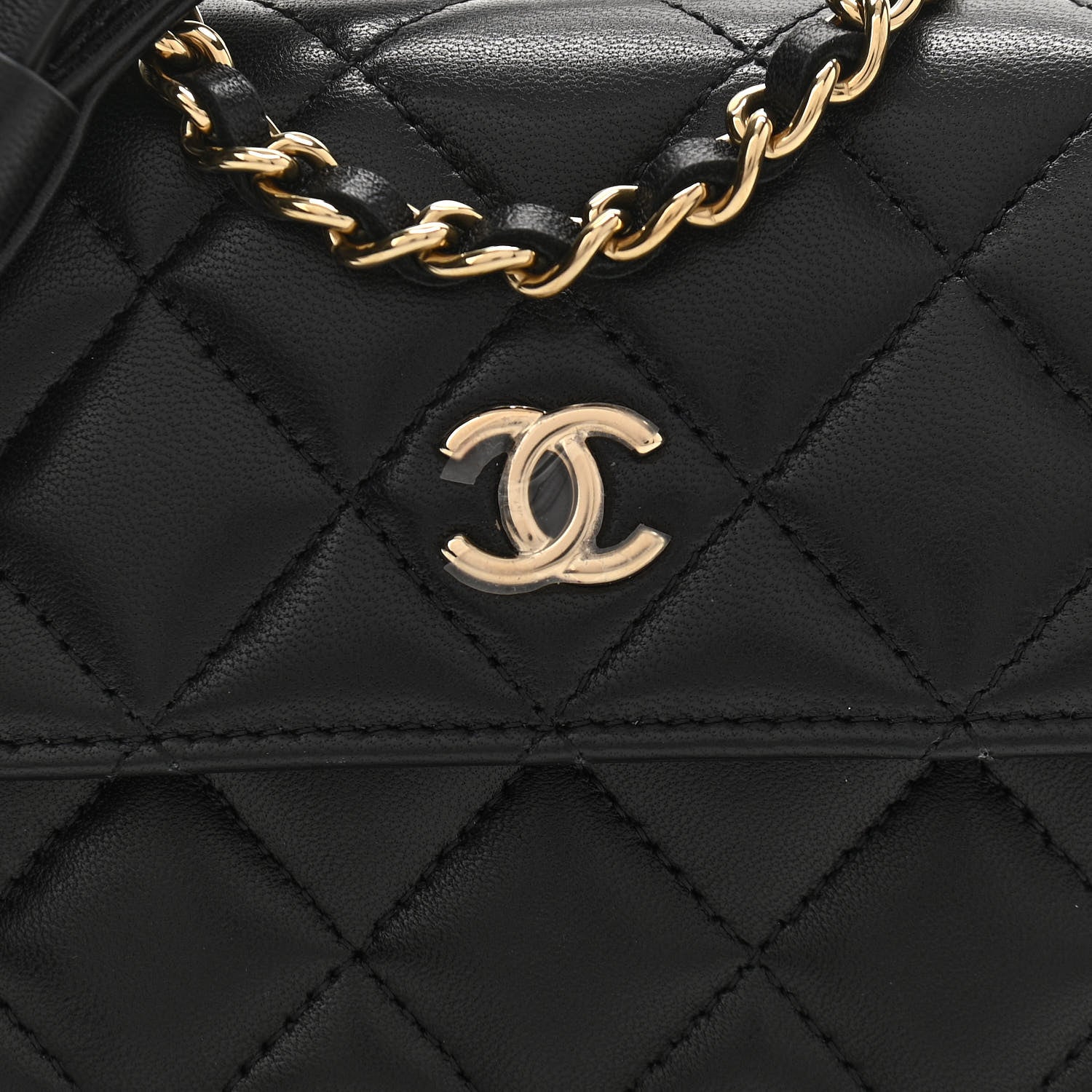 Chanel Lambskin Quilted Mini Coco Bow Clutch With Chain Black 9 of 13