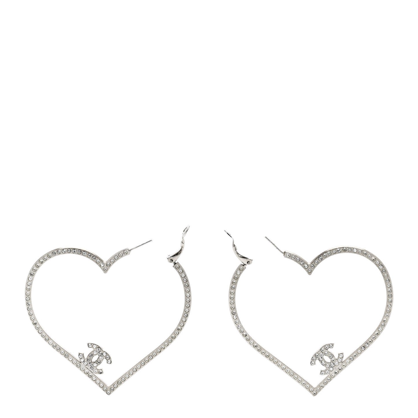 Swarovski Crystal CC Heart Hoop Earrings Silver