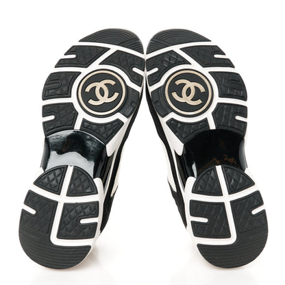 Chanel Fabric Suede Calfskin CC Sneakers 39.5 White Black 5 of 9