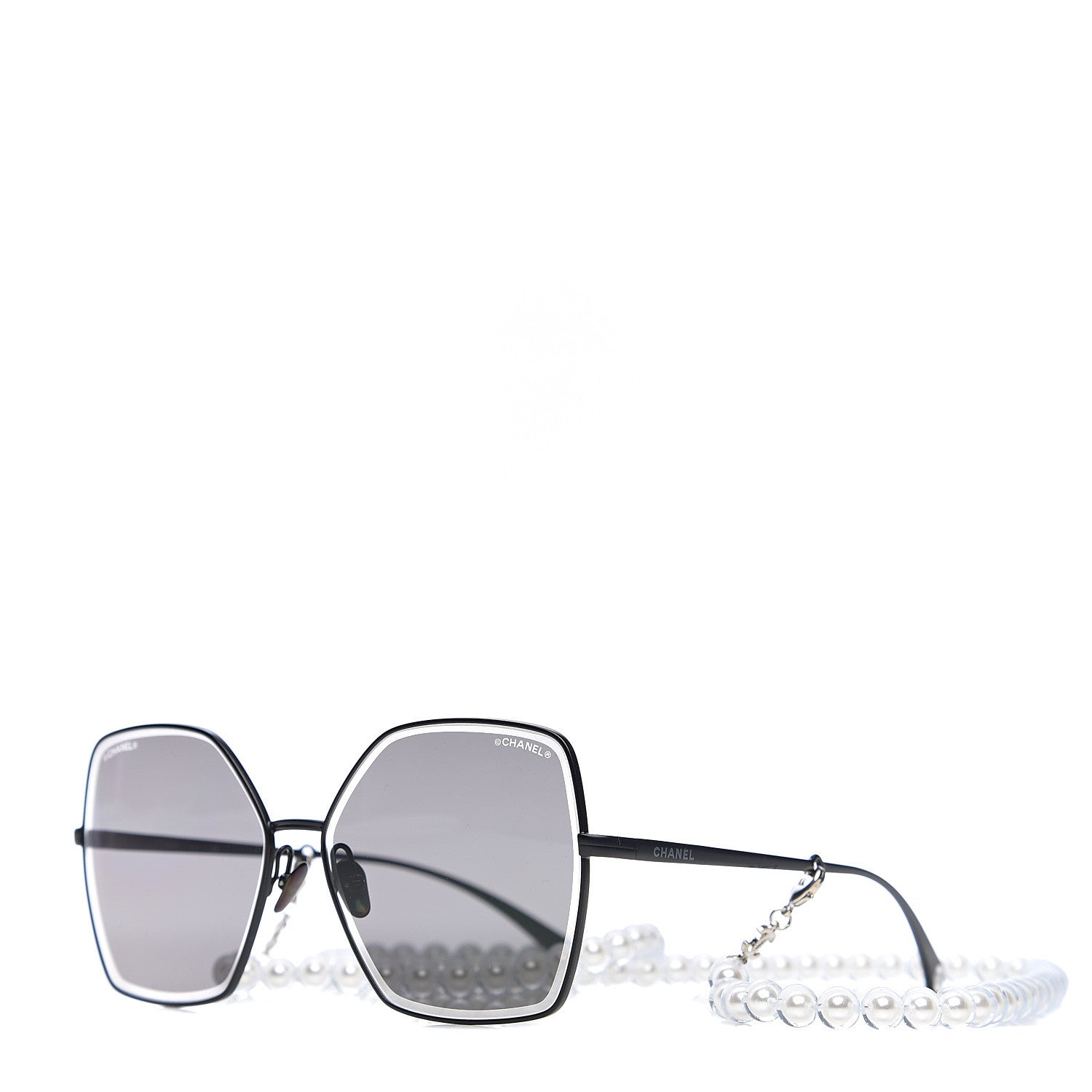Chanel Butterfly Removable Pearl Chain Sunglasses 4262 Black 1 of 7