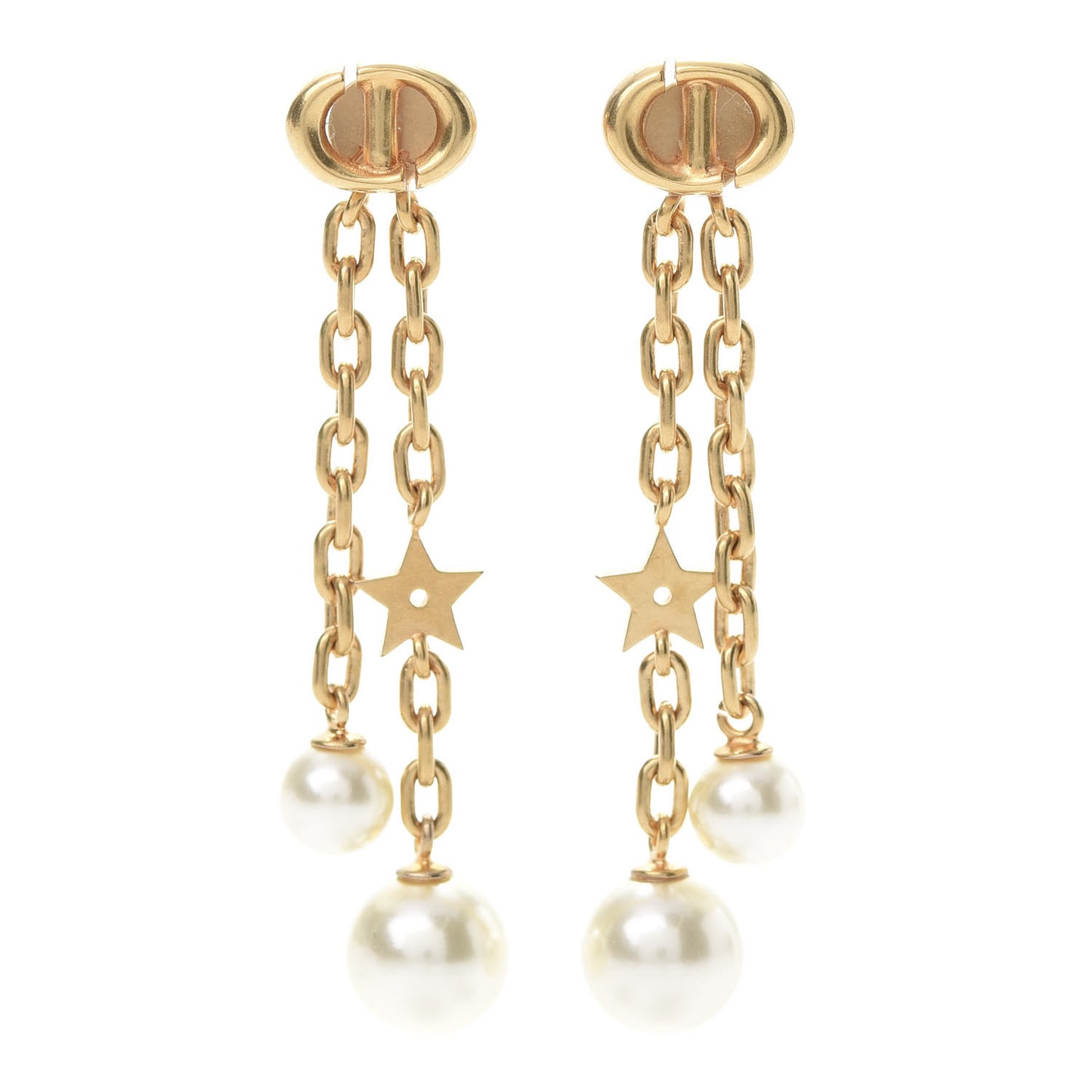 Pearl CD Navy Earrings Gold