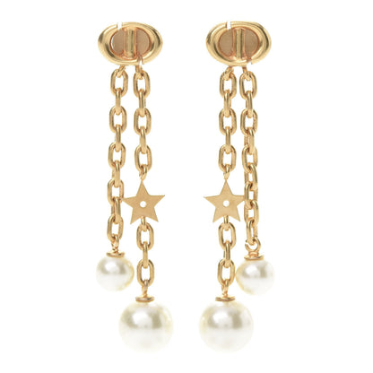 Christian Dior Pearl CD Navy Earrings Gold 1 of 5
