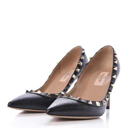 Valentino Garavani Pebbled Calfskin Rockstud 85mm Pumps 35.5 Black 3 of 8