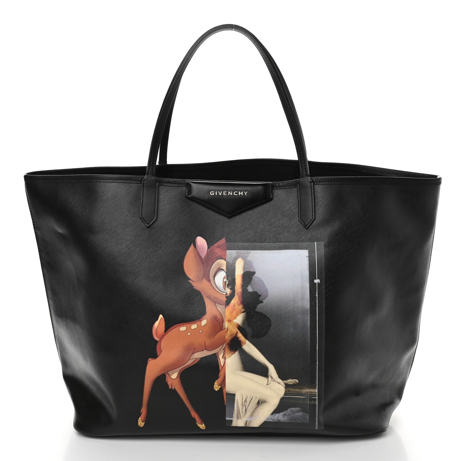Givenchy Textured Coated Canvas Bambi Print Large Antigona Tote Black 3 of 14