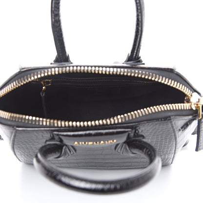 Givenchy Calfskin Crocodile Embossed Mini Antigona Black 4 of 8