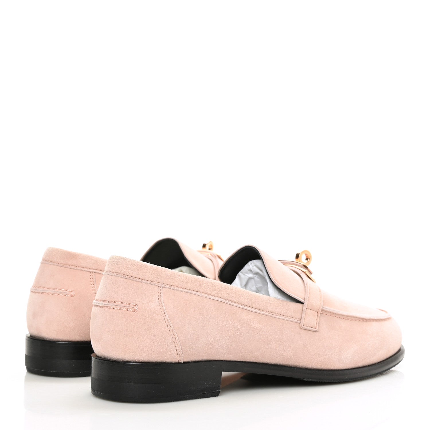 Hermes Suede Goatskin Womens Destin Loafer 37.5 Rose Opaline 4 of 10