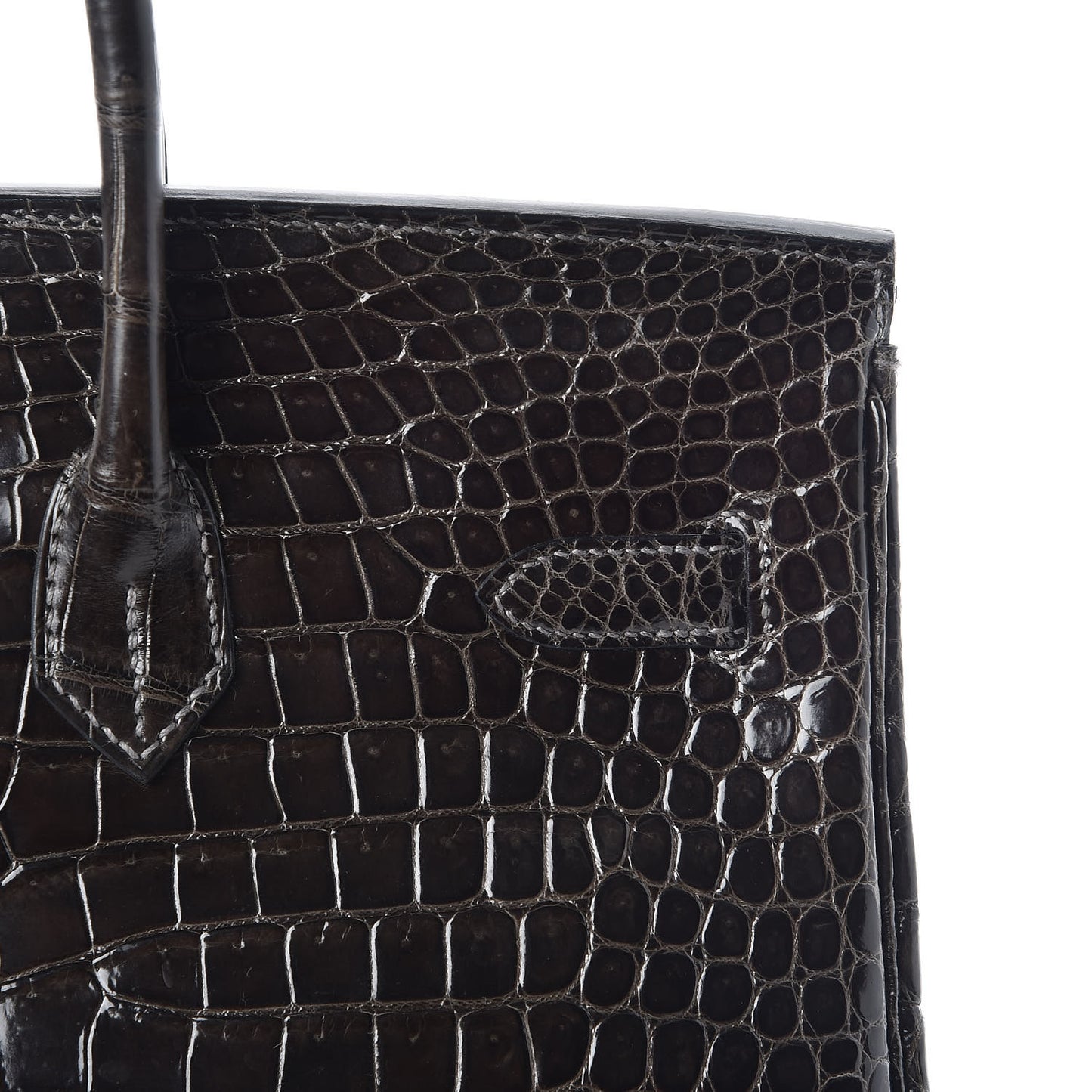 Shiny Porosus Crocodile Birkin 35 Graphite