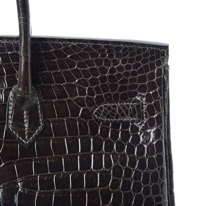 Hermes Shiny Porosus Crocodile Birkin 35 Graphite 29 of 38