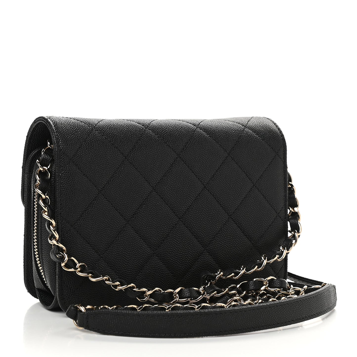 Caviar Quilted Like A Wallet Flap Black