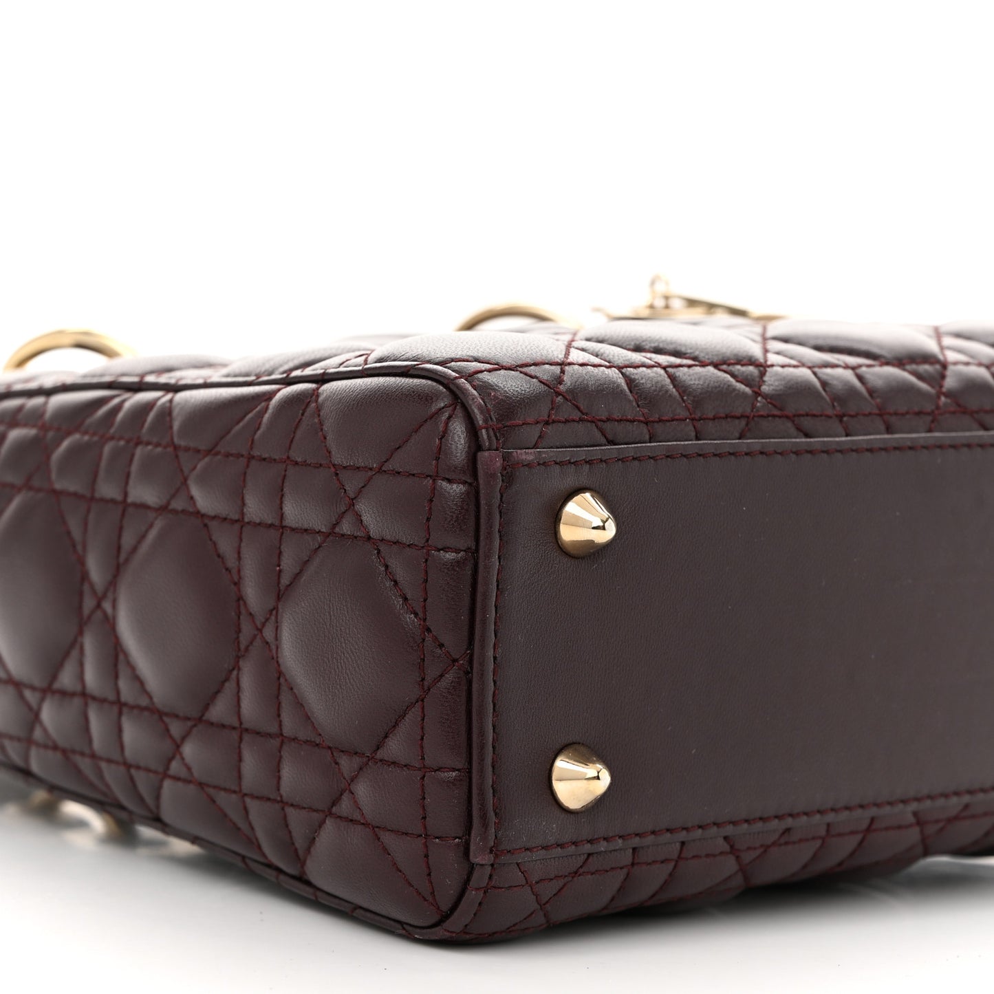 Lambskin Cannage Small Lucky Badges My Lady Dior Burgundy
