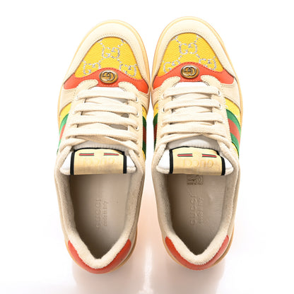 Gucci Lame GG Monogram Nubuck Web Screener Sneakers 37.5 Dusty Milk Yellow 2 of 8