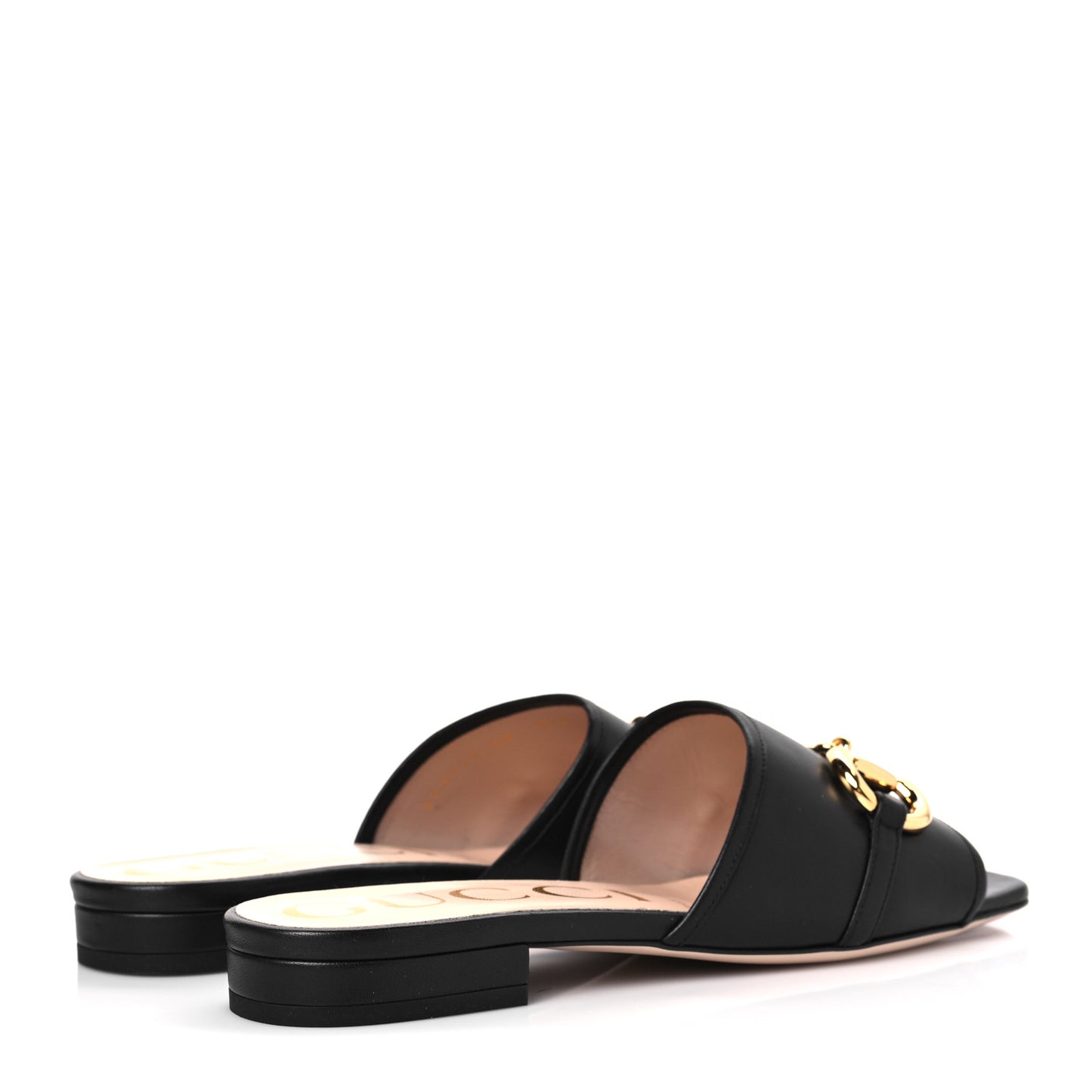 Nappa Horsebit Flat Slide Sandals 38 Black