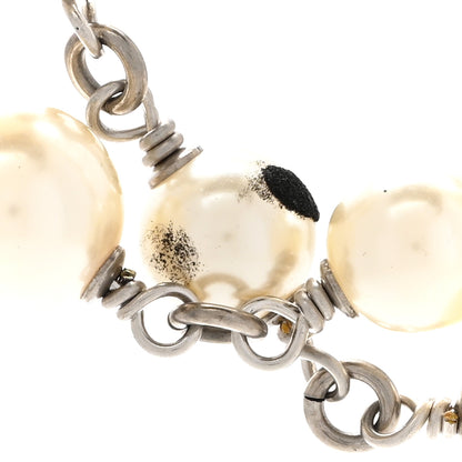 Chanel Graduated Pearl Crystal CC Long Necklace Silver 9 of 10