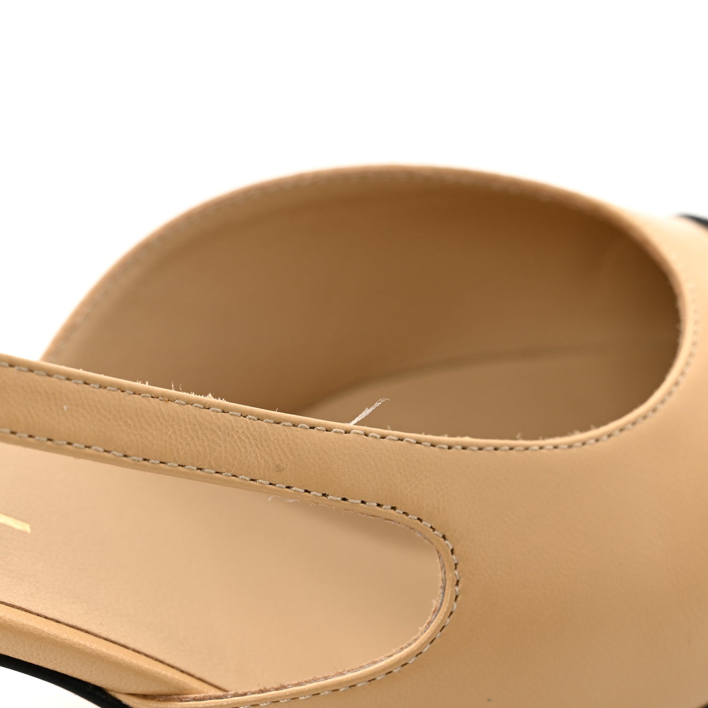 Lambskin Grosgrain Cap Toe CC Slingback Pumps 36.5 Beige Black