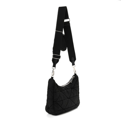 Prada Re-Nylon Triangle Padded Patchwork Shoulder Bag Black 3 of 10