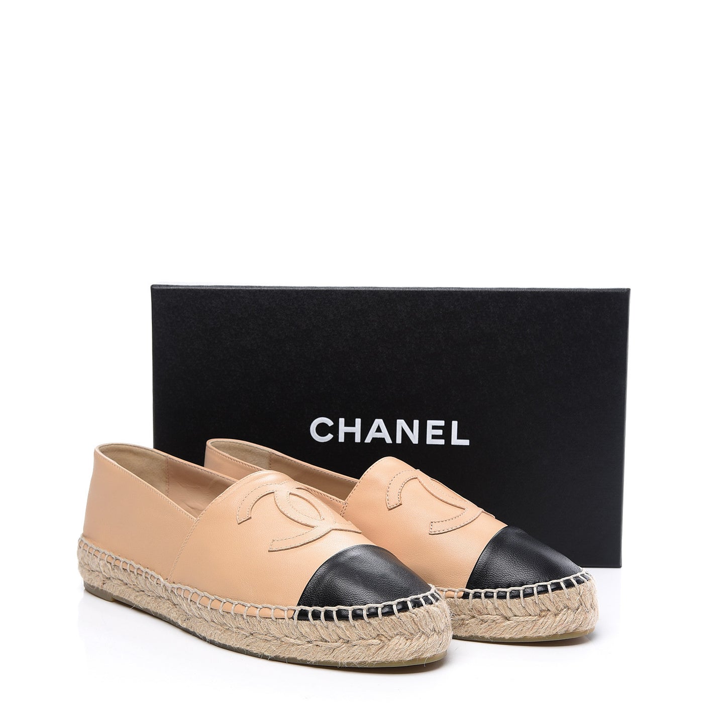 Lambskin CC Espadrilles 38 Beige Black