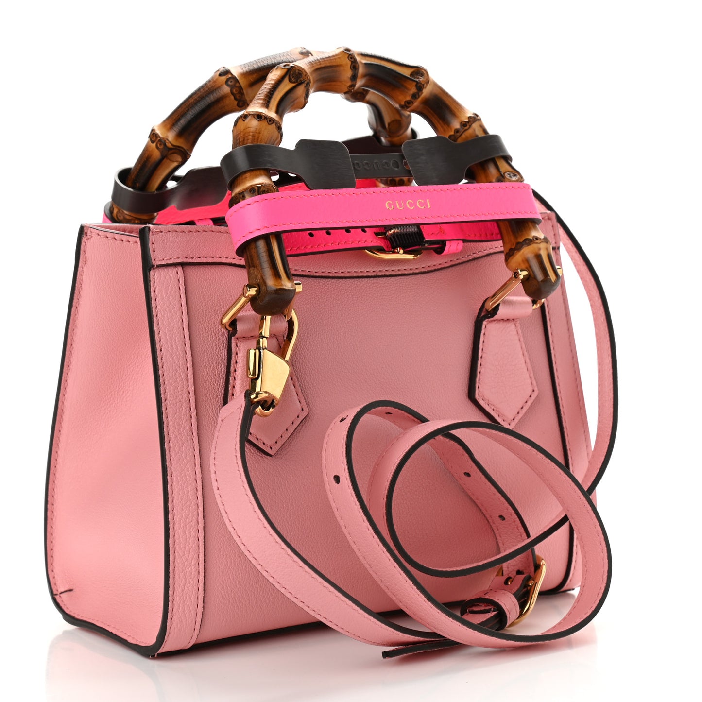 Wonka Grain Calfskin Mini Diana Tote Bag Wild Rose Fuxia Fluo
