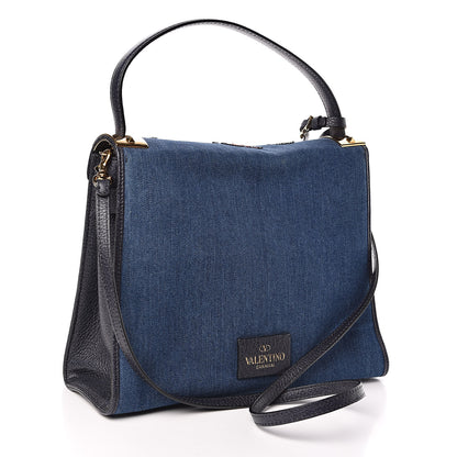 Valentino Garavani Denim Butterfly Embroidered My Rockstud Frame Bag Light Denim Multicolor 3 of 10